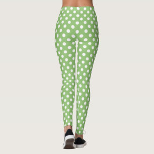 Leggings Puntos de Polka Blanco sobre Verde Pistachio