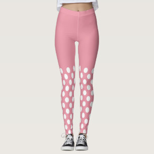 Leggings Puntos de polka blanco y rosa