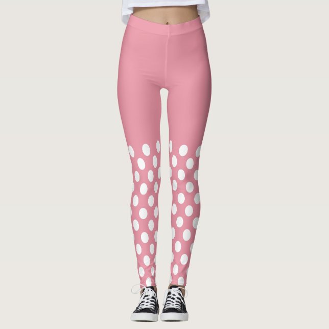 Leggings Puntos de polka blanco y rosa (Anverso)