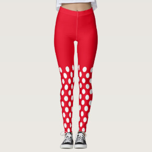 Leggings Puntos de polka blancos y rojos