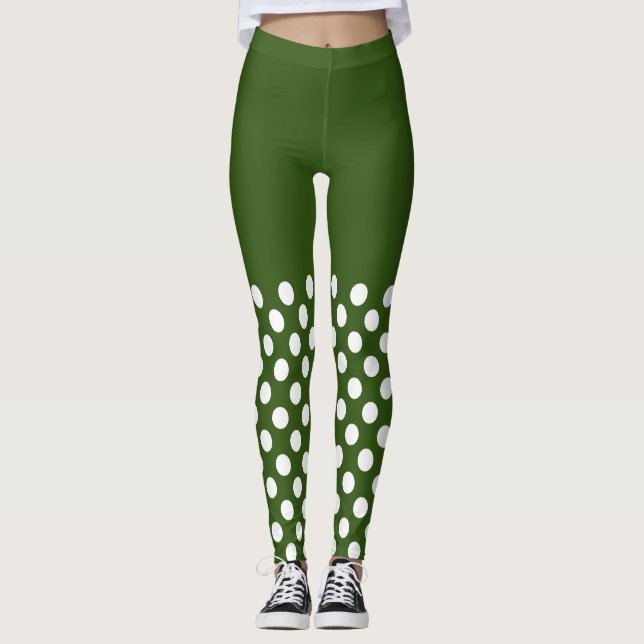 Leggings Puntos de polka blancos y verdes (Anverso)