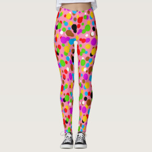 Leggings Puntos de Polka coloreados de fondo rosado