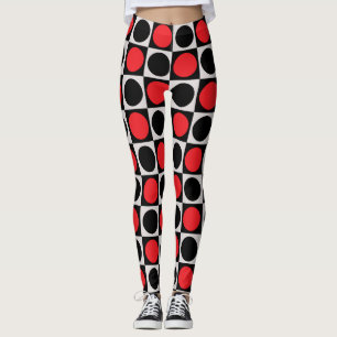 Leggings Puntos de Polka Geométrica Red Black Circle