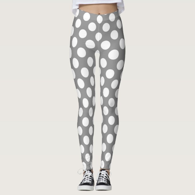 Leggings Puntos de polka gris y blanco (Anverso)