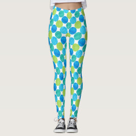 Leggings Puntos de Polka Jumbo Verde Neón Azul Turquesa