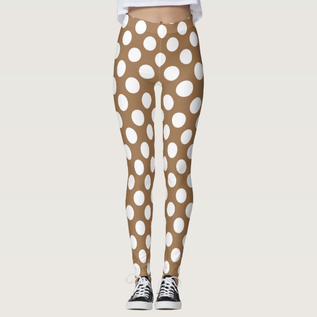 Leggings Puntos de polka marrón y blanco (Anverso)