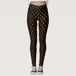 Leggings Puntos de polka negros y Naranjas