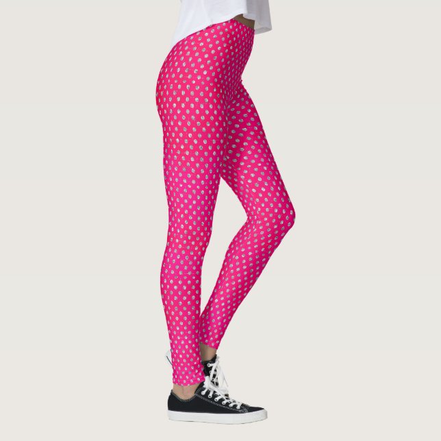 Leggings Puntos de Polka Purpurinas rosados y plateados cal (Derecha)