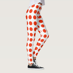 Leggings Puntos De Polka Rojo Con Color De Fondo Cambiable,