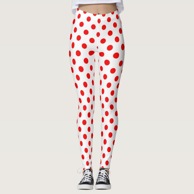 Leggings Puntos de Polka Rojo de Fondo Blanco (Anverso)