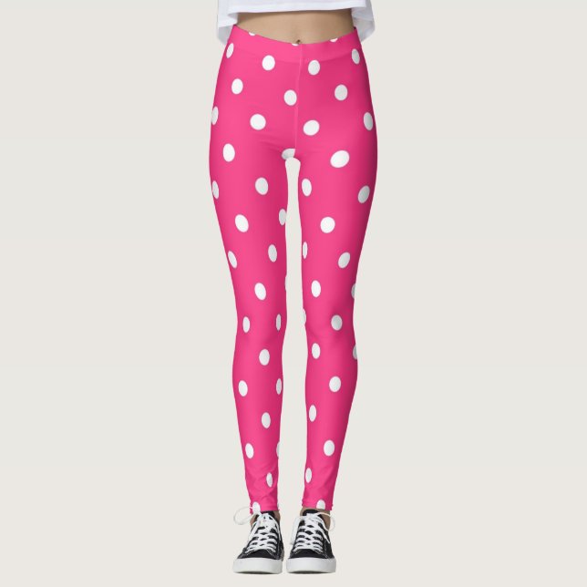 Leggings Puntos de polka rosa y blanco (Anverso)