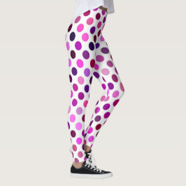 Leggings Puntos de polka rosados y púrpura