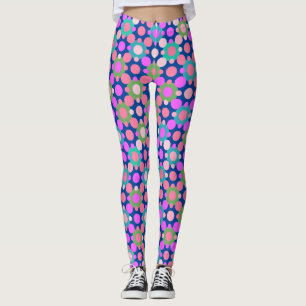 Leggings Puntos de Polka superpuestos en BG rosa y azul ver
