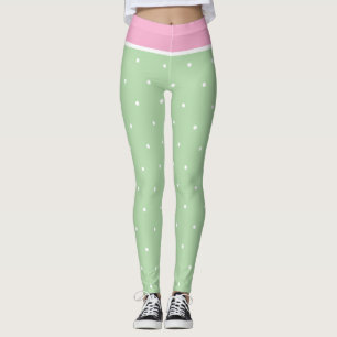 Leggings Puntos de Polka Verde y Blanco Pastel