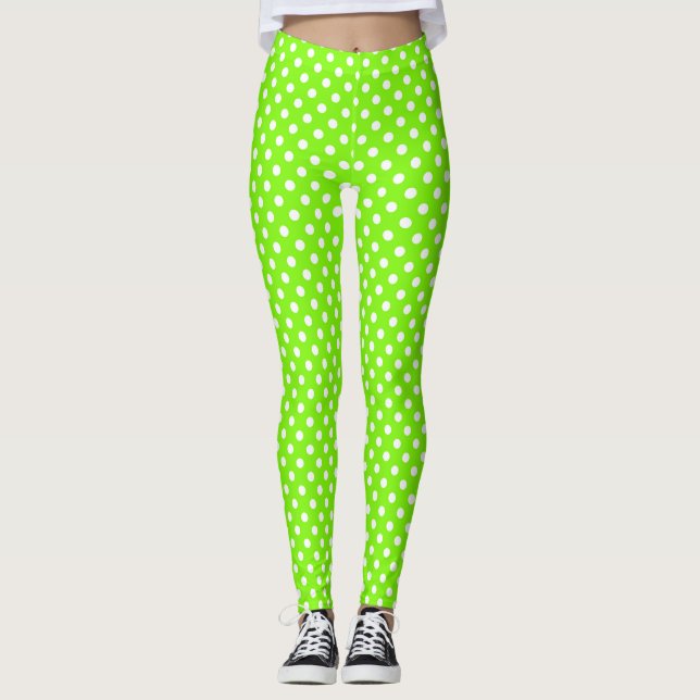 Leggings puntos de polka verdes, blancos y verdes (Anverso)