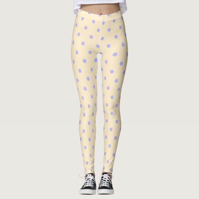 Leggings Puntos de polka y puntos lavanda y amarillo (Anverso)