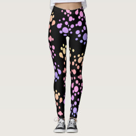 Leggings Puntos del arco iris de moda en negro -
