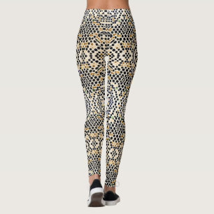 Leggings Puntos del Polka Azul de la Marina: Oro y acentos