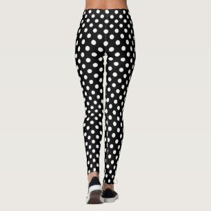 Leggings Puntos del Polka Blanco sobre fondo negro