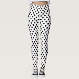 Leggings Puntos del Polka Negro sobre fondo blanco