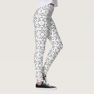 Leggings Puntos geométricos de la polka negra en las pierna