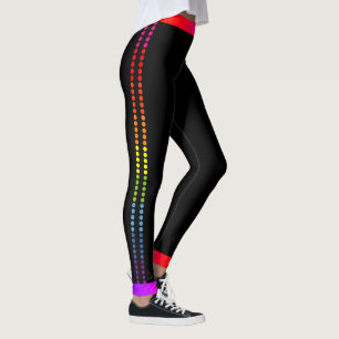 Leggings Puntos laterales del arcoiris/Trazo en negro (o su
