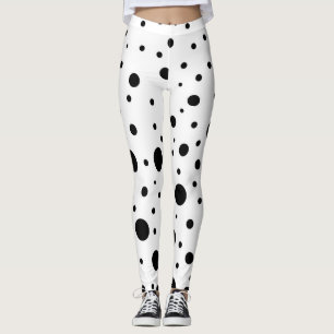Leggings Puntos negros al azar en piernas divertidas blanca