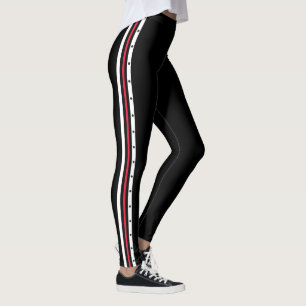 Leggings Puntos negros blancos rojos de la moda lateral de