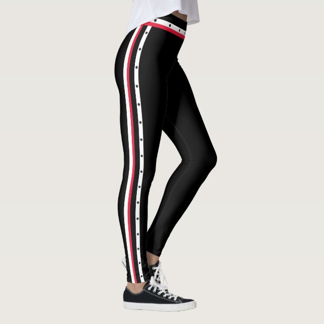 Leggings Puntos negros blancos rojos de la moda lateral de (Derecha)