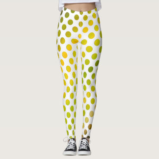Leggings Puntos pintados de color amarillo y verde divertid
