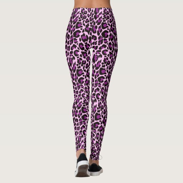 Leggings Puntos púrpuras de la piel del leopardo (Reverso)