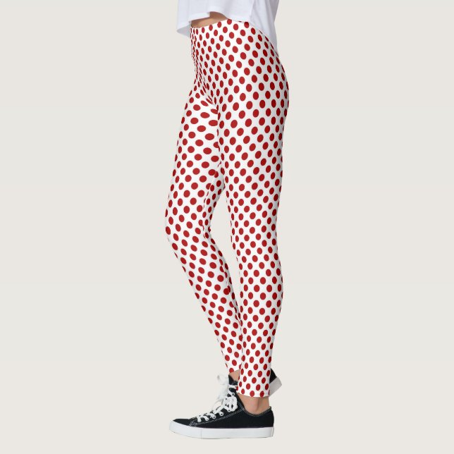 Leggings puntos rojos de polka sobre blanco (Izquierda)