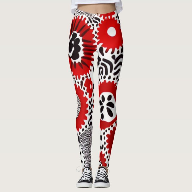 Leggings Puntos Rojos y Negros (Anverso)