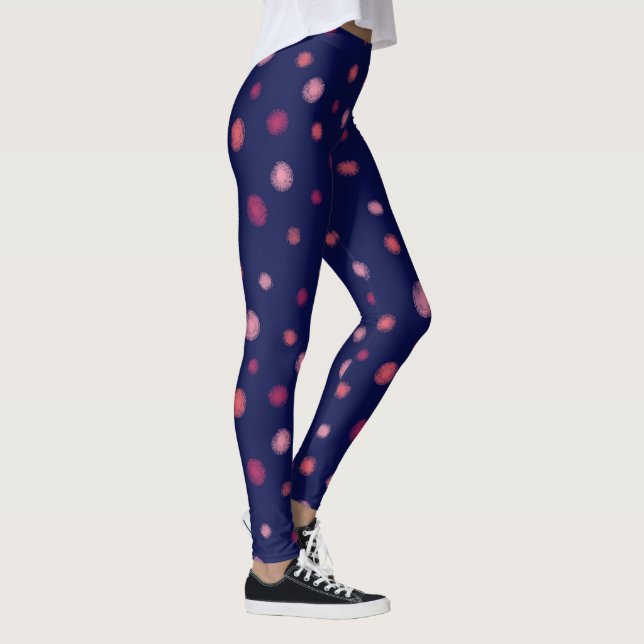 Leggings Puntos Rusticos Aleatorios, Magenta, Rosa, Coral,  (Derecha)