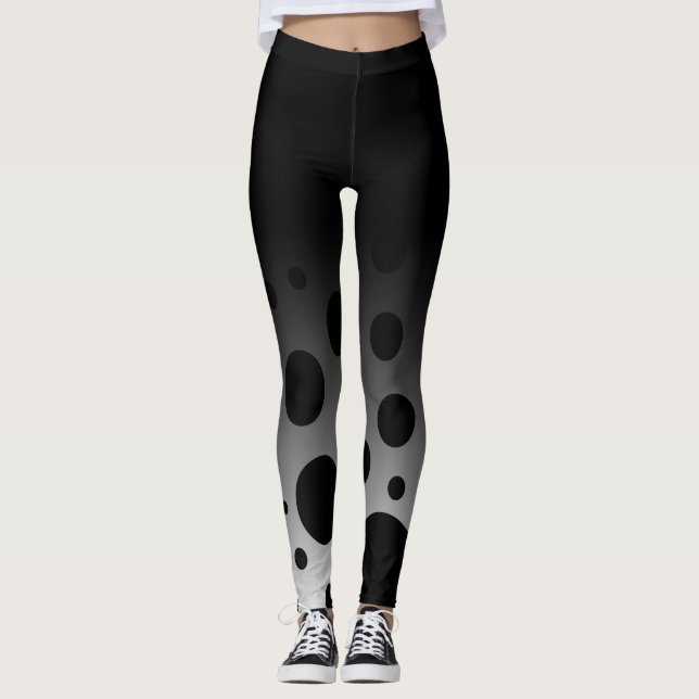 Leggings Puntos y círculos negros y blancos de la diversión (Anverso)