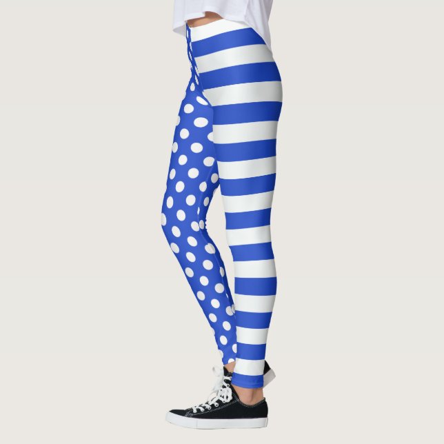 Leggings Puntos y franjas reales de Polka azul por STaylor (Izquierda)