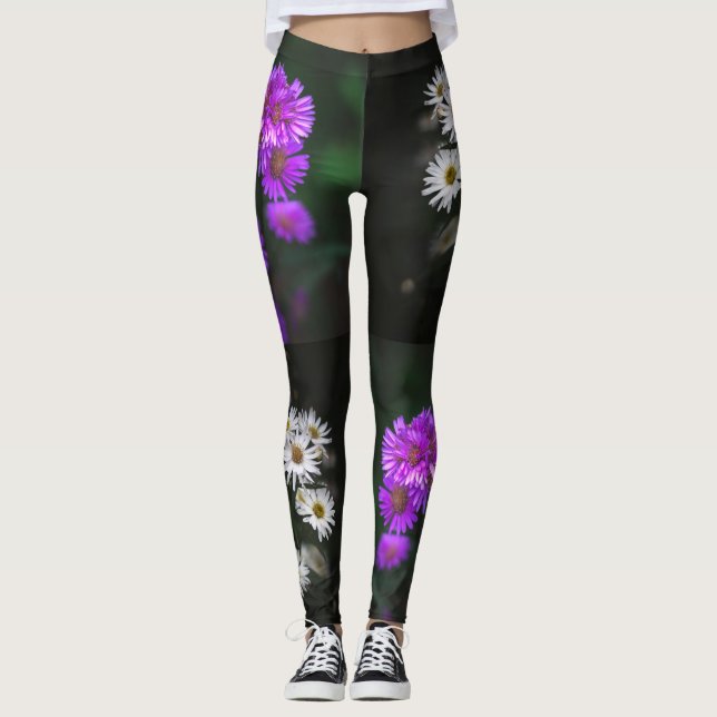 Leggings Purple and White Floral (Anverso)