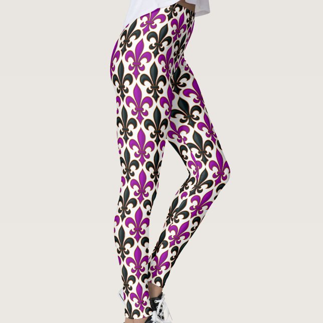 Leggings Purple Black Baroque Fleur-de-lis Pattern Design  (Subido por el creador)
