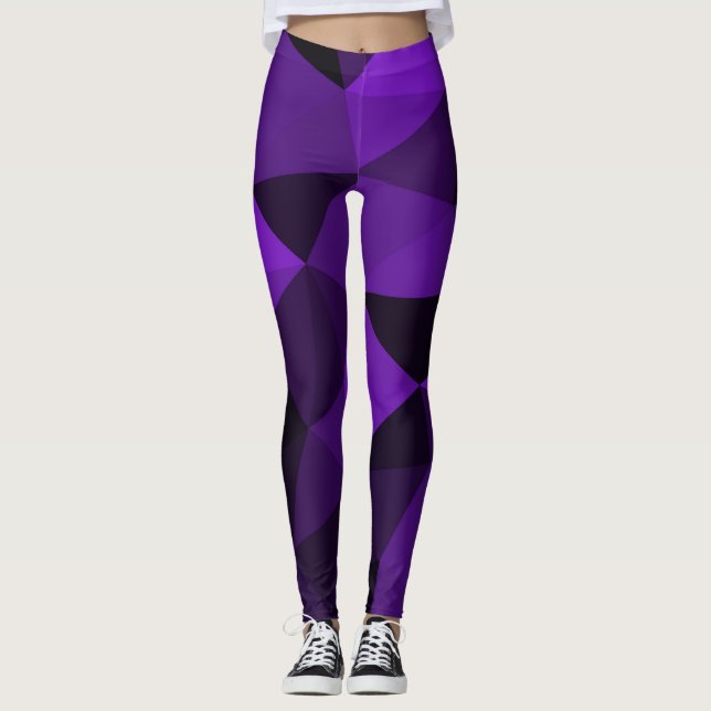 Leggings Purple black geometric mesh pattern (Anverso)