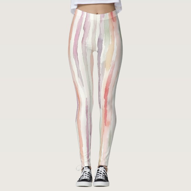 Leggings Purple Mint Peach Rose Stripes (Anverso)