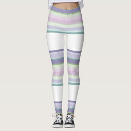 Leggings Purple, Neptune, sea green, and Lavender stripes