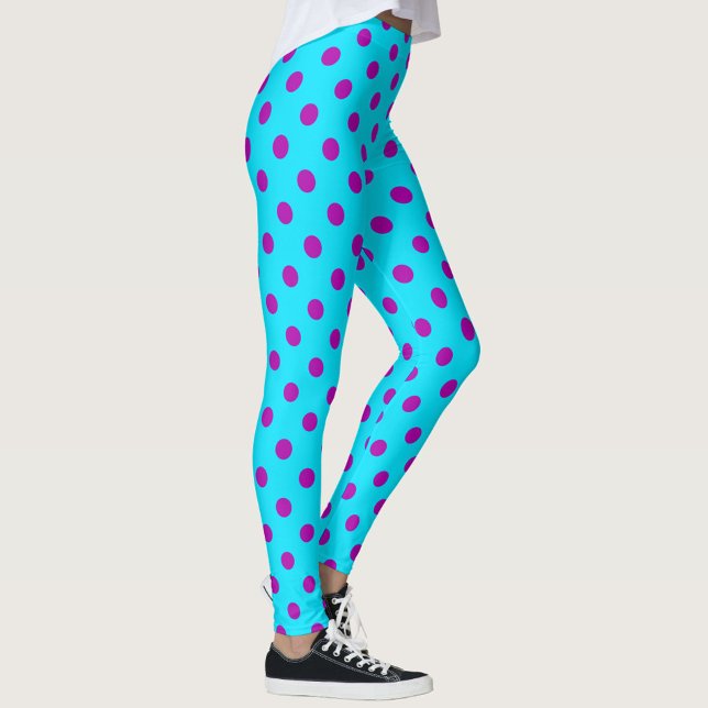 Leggings Purple On Blue Polka Dots Pattern Design (Subido por el creador)