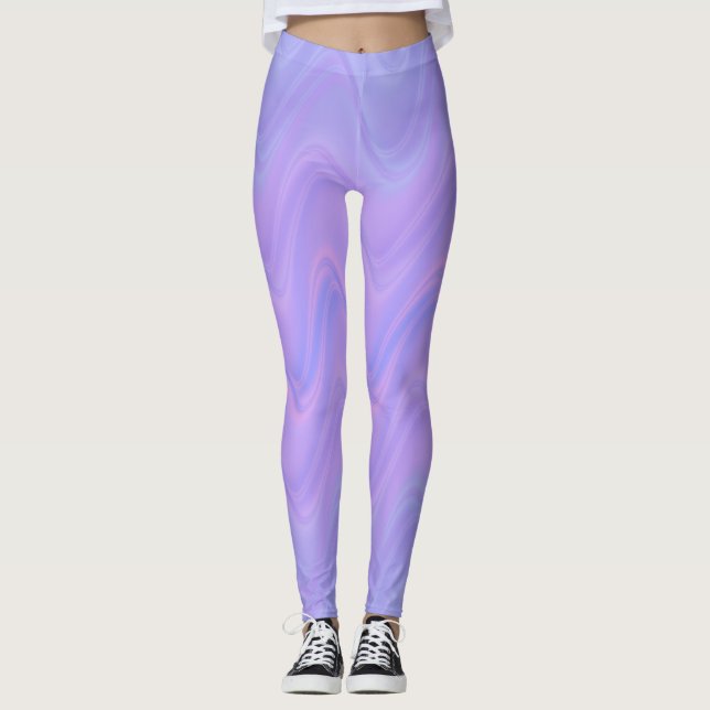 Leggings Purple Pink Wavy Lines Pattern (Anverso)