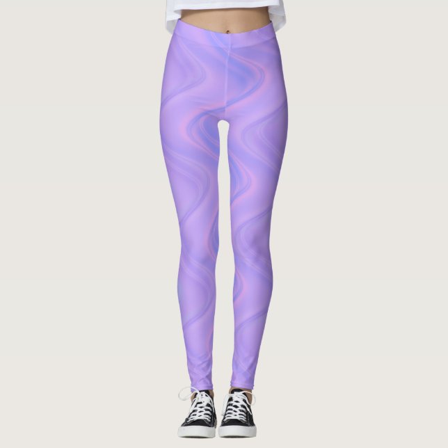 Leggings Purple Pink Wavy Lines Pattern (Anverso)