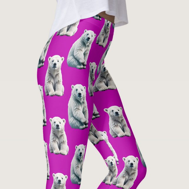 Leggings Purple Polar Bear Pattern Design  (Subido por el creador)
