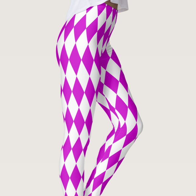 Leggings Purple White Harlequin Diamonds Checkers Design  (Subido por el creador)