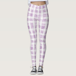 Leggings Purple White Plaid Stripes 
