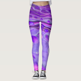Leggings Púrpura acrílico rosa, mármol de pintura de arte f