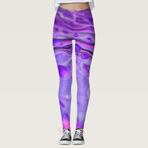 Leggings Púrpura acrílico rosa, mármol de pintura de arte f