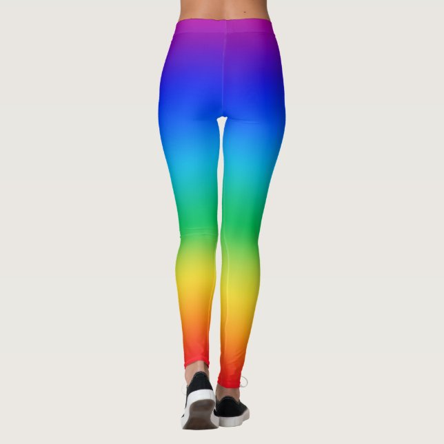 Leggings Púrpura arcoiris arriba, fondo rojo (Reverso)